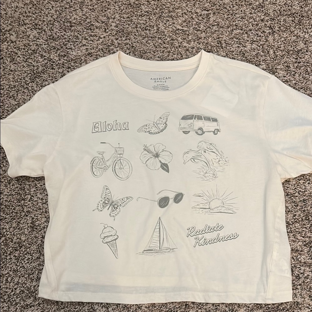 American Eagle Outfitters Cream Graphic Kids T-Shirt